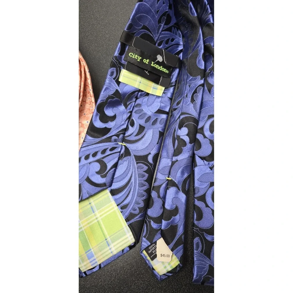 NEW 2 City of London Multicolor Striped Mens Tie 100%‎ Silk Necktie Luxury Funky